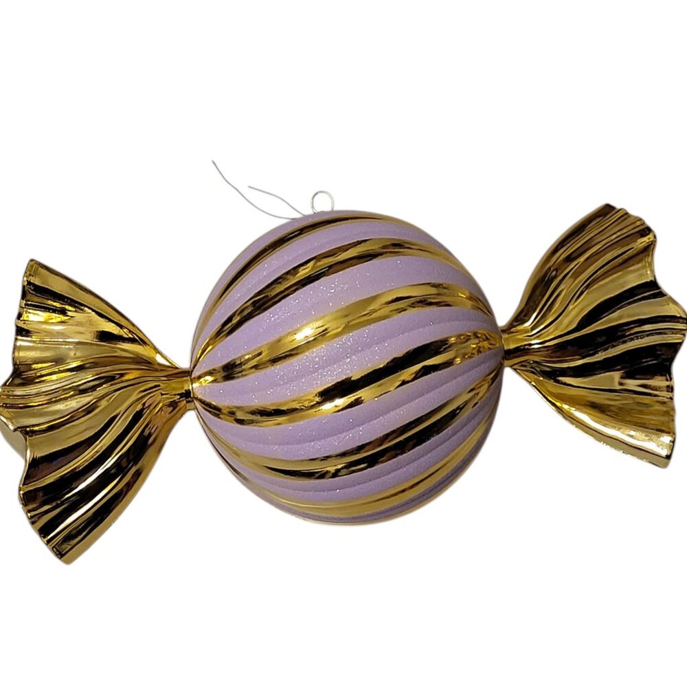 Farrisilk Wrapped Candy Lavender and Gold Ornaments-large